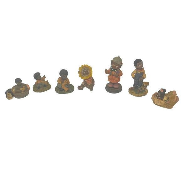Vintage Lot 7 Black Americana Folk Art African American Figurine child Boy Girl - Picture 2 of 15